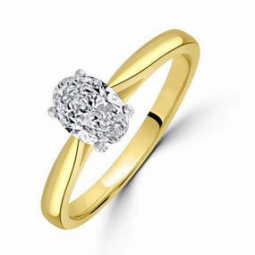 0.72ct Oval Cut Diamond Solitaire 18ct Yellow Gold Ring texture-diamond  