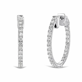 0.72ct Round Brilliant Cut Diamond 18ct White Gold Hinged Hoop Earrings texture-diamond  