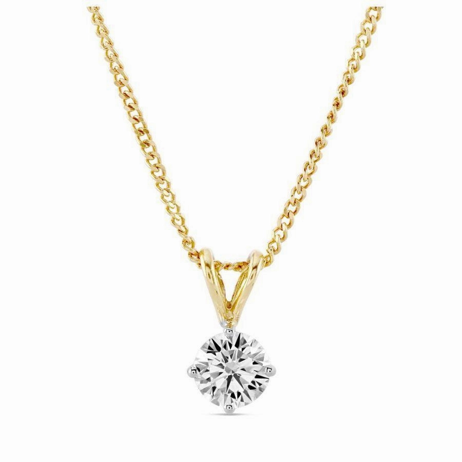0.72ct Round Brilliant Cut Diamond Solitaire 18ct Yellow Gold Pendant texture-diamond  