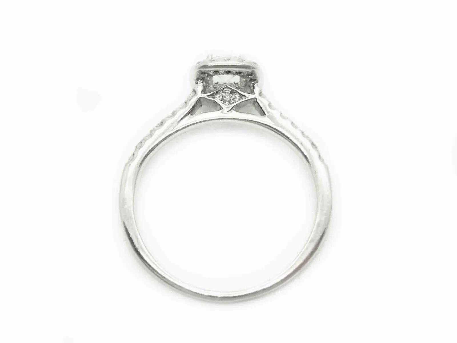 0.73ct tw Natural Diamond Halo Engagement Band Ring 10k White Gold Size 5.5