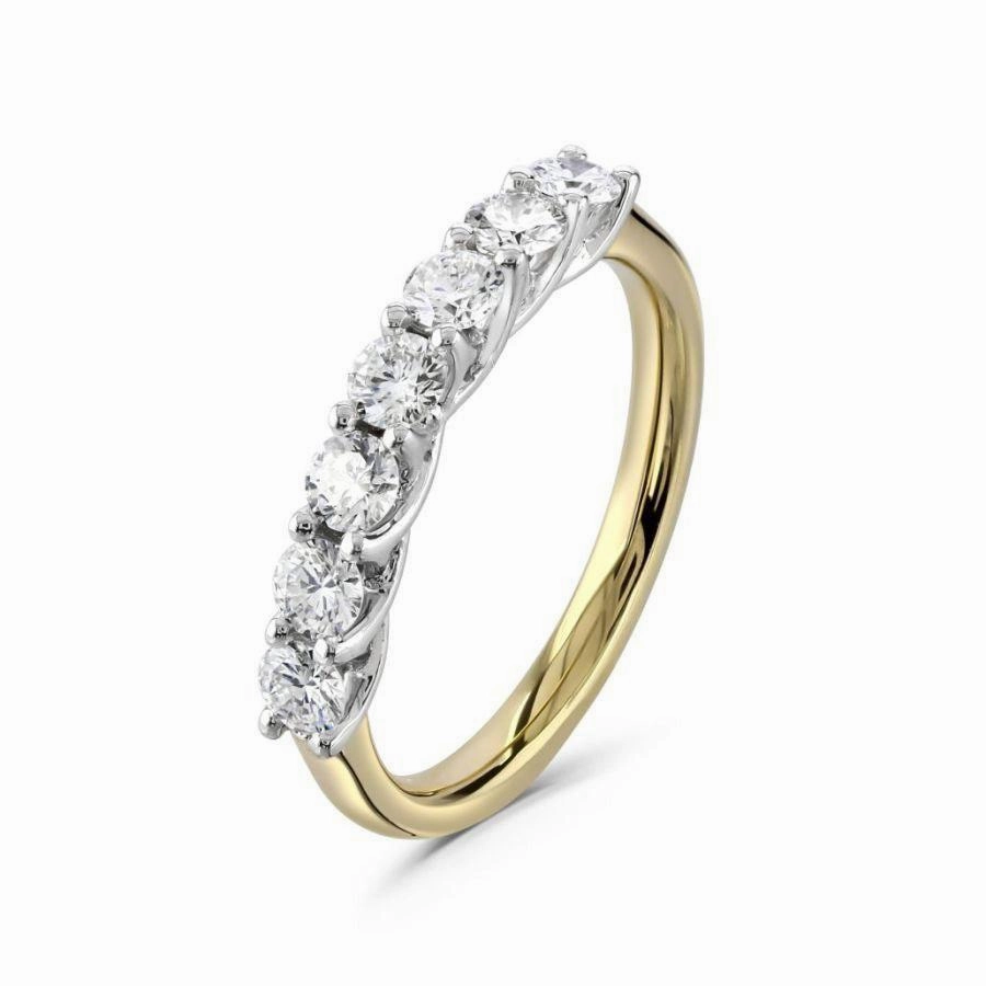 0.74ct 7-Round Brilliant Cut Diamond Claw Set 18ct Yellow Gold & Platinum Eternity Band texture-diamond  