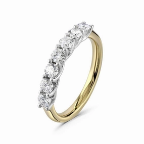 0.74ct 7-Round Brilliant Cut Diamond Claw Set 18ct Yellow Gold & Platinum Eternity Band texture-diamond  