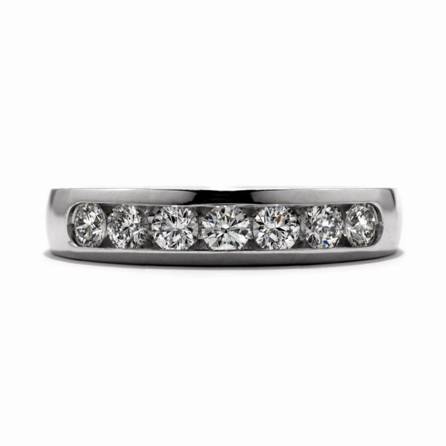 0.74ct Duet Round Brilliant Cut Diamond Channel Set 18ct White Gold Band texture-diamond  