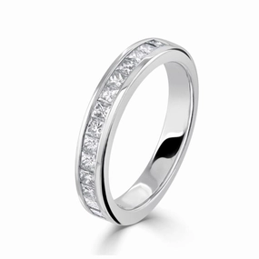 0.75ct 14-Princess Cut Diamond 18ct White Gold Half Eternity Ring texture-diamond  