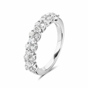 0.75ct Round Brilliant Cut Diamond 3-Row Claw Set 18ct White Gold Half Eternity Ring texture-diamond  
