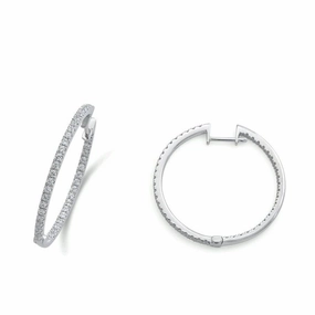 0.79ct Round Brilliant Cut Diamond 18ct White Gold Hinged Hoop Earrings texture-diamond  
