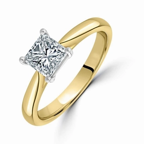 0.80ct Princess Cut Diamond Solitaire 18ct Yellow Gold Ring texture-diamond  