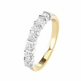 0.83ct Round Brilliant Cut Diamond 7-Stone Bar Set 18ct Yellow Gold Eternity Ring texture-diamond  
