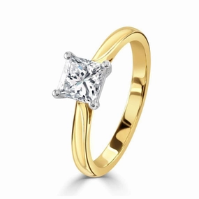 0.90ct Princess Cut Diamond Solitaire 18ct Yellow Gold Ring texture-diamond  