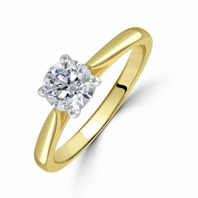 0.90ct Round Brilliant Cut Diamond Solitaire 18ct Yellow Gold Ring texture-diamond  