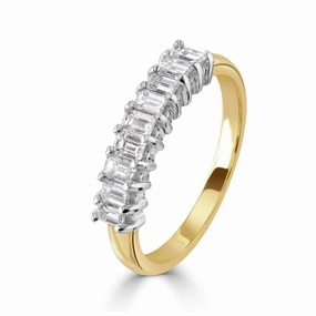0.92ct 9-Emerald Cut Diamond Half Eternity 18ct Yellow Gold Ring texture-diamond  