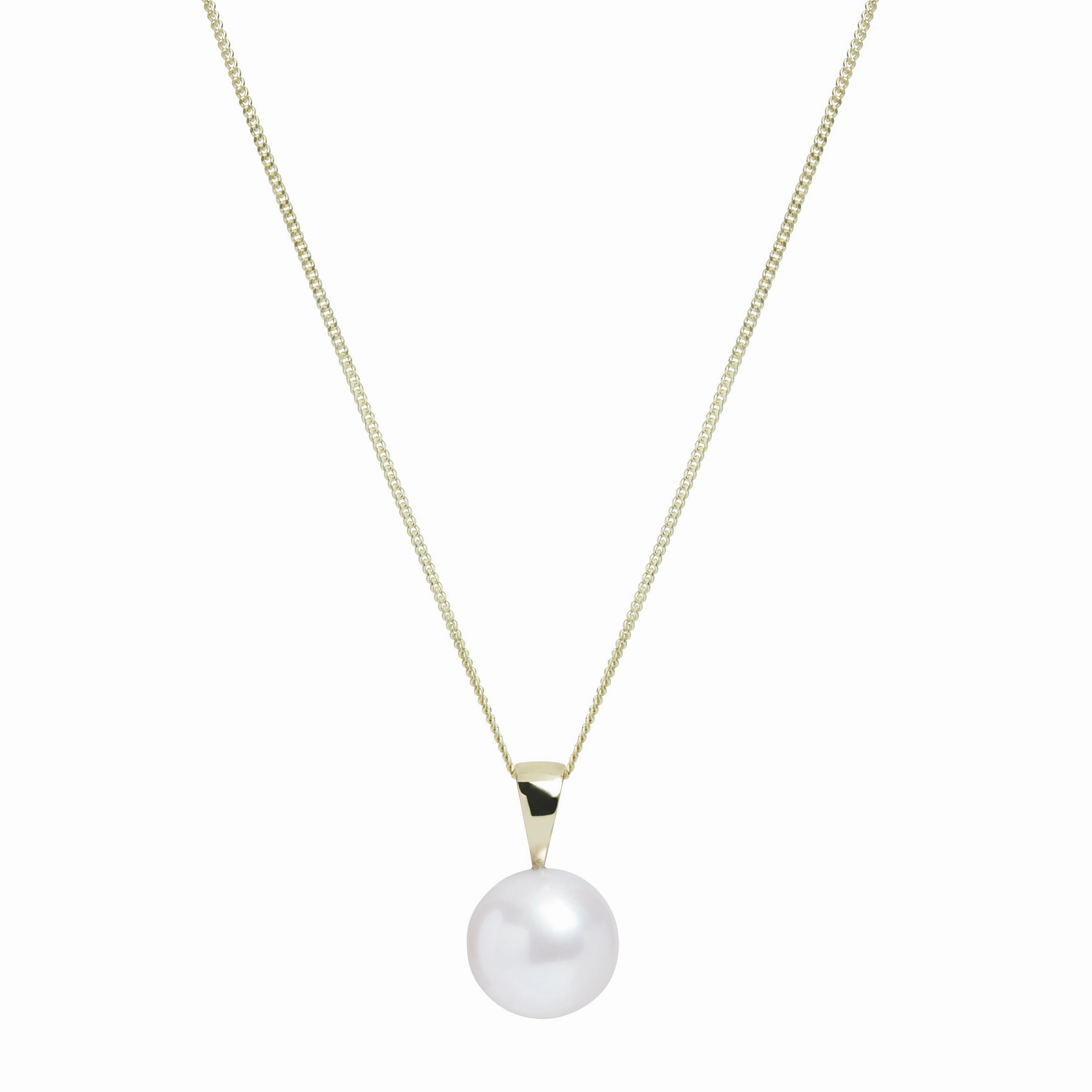 10-10.5mm Round White Freshwater Pearl 9ct Yellow Gold Pendant texture-pearl  