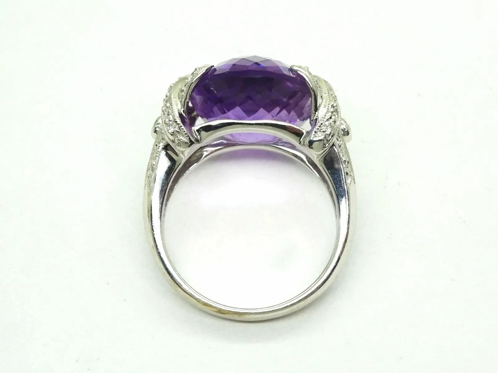 10.5ct tw Fancy Natural Amethyst &amp; Diamond Accent Ring 14k White Gold Size 7.25