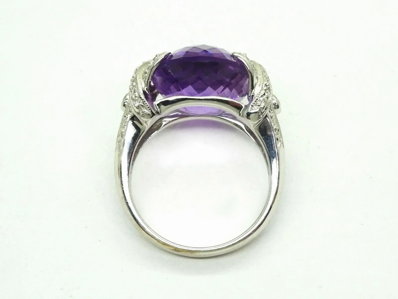 10.5ct tw Fancy Natural Amethyst &amp; Diamond Accent Ring 14k White Gold Size 7.25