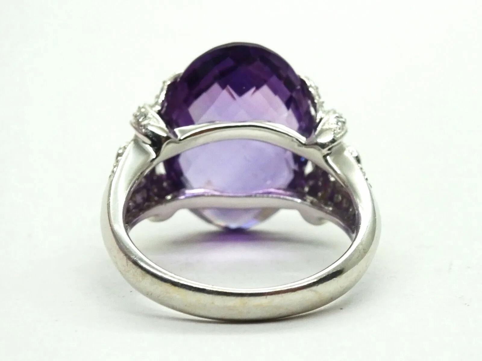 10.5ct tw Fancy Natural Amethyst &amp; Diamond Accent Ring 14k White Gold Size 7.25
