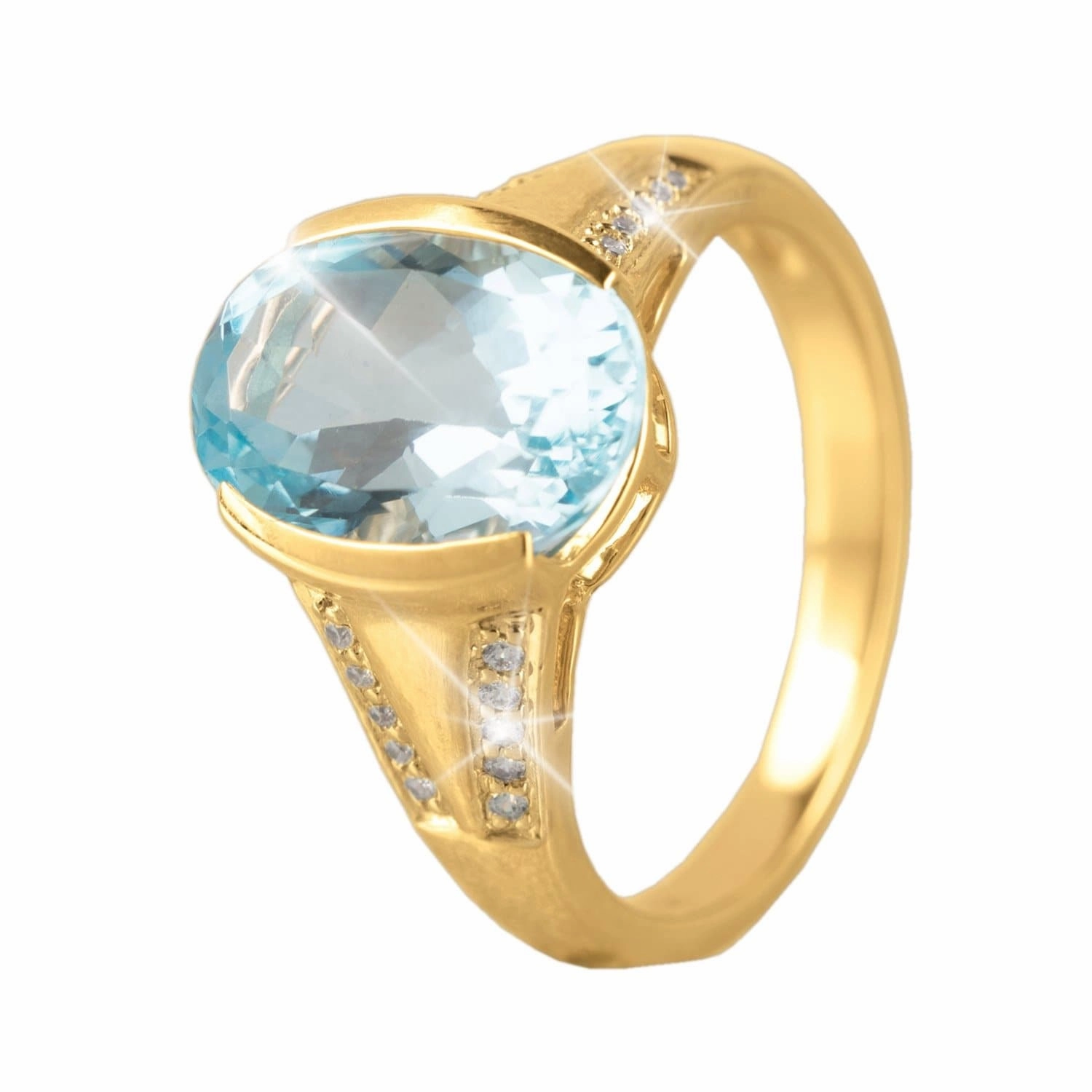 10K Gold Blue Topaz Ring 