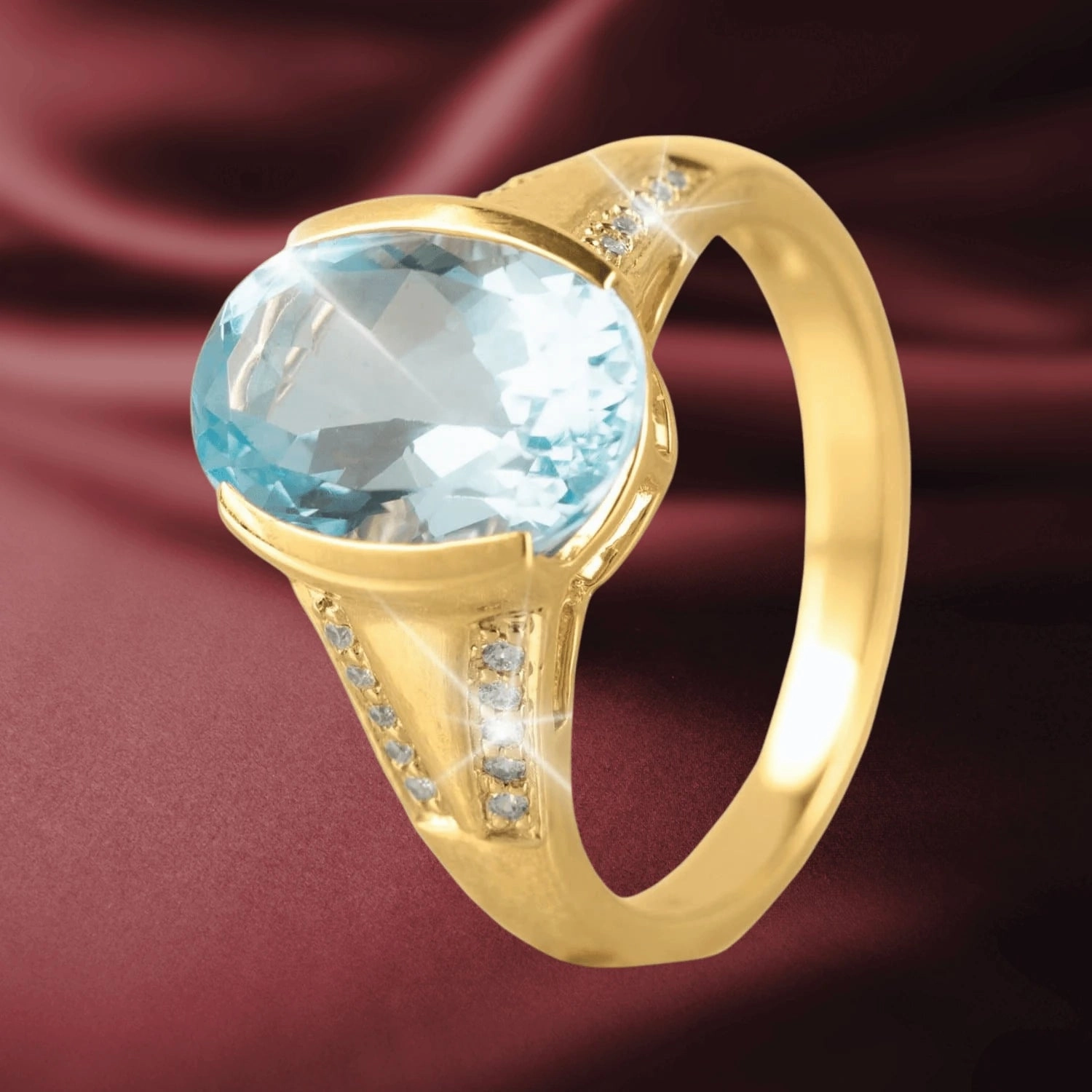 10K Gold Blue Topaz Ring