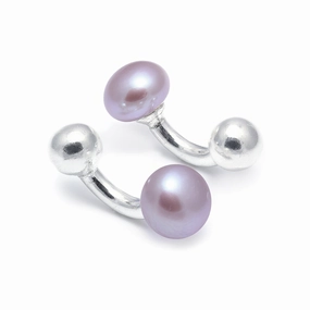 10mm Pink Freshwater Pearl Button Sterling Silver Cufflinks texture-pearl  