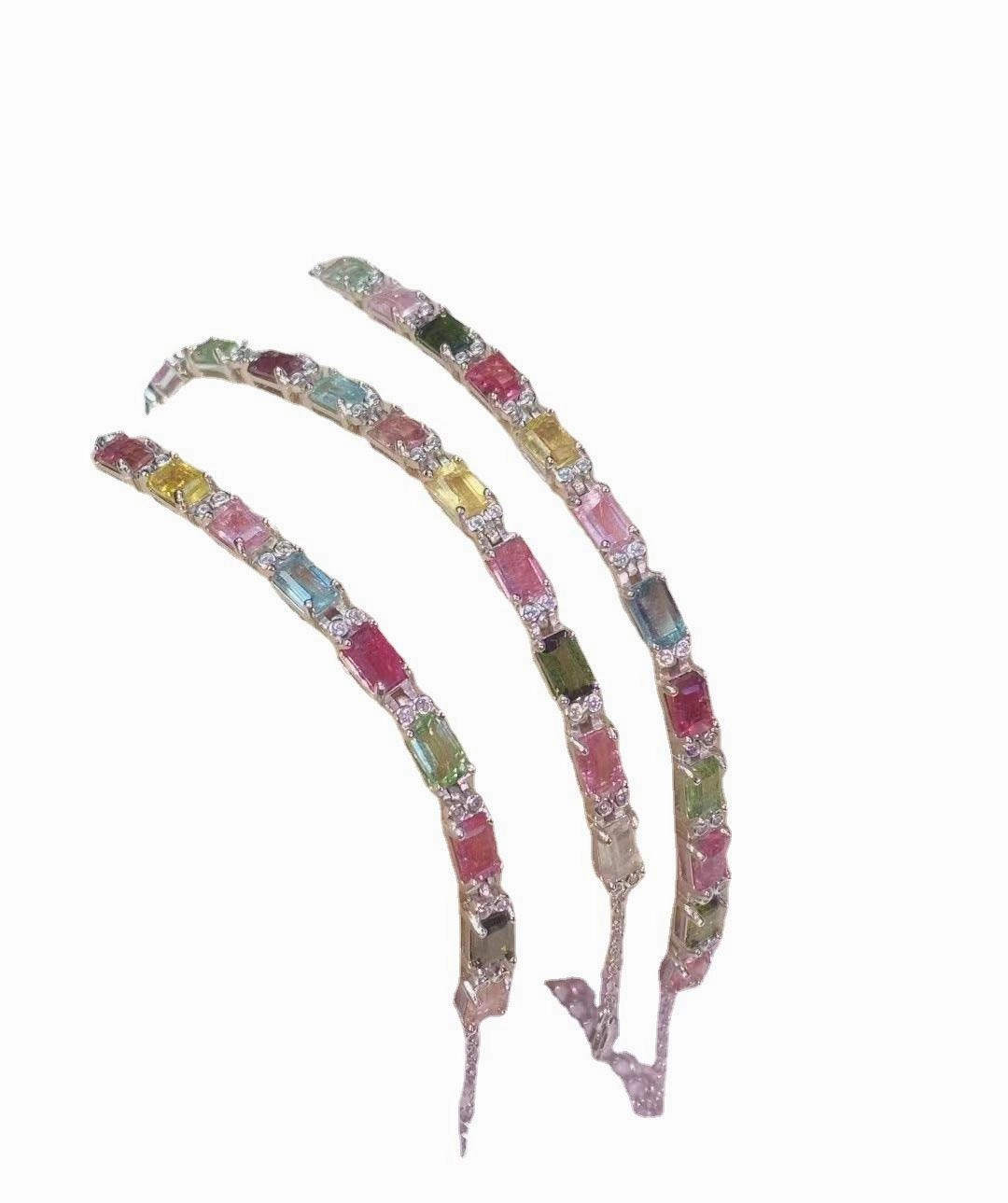 12 Pieces Of Natural Tourmaline Bracelet With Fire Colors