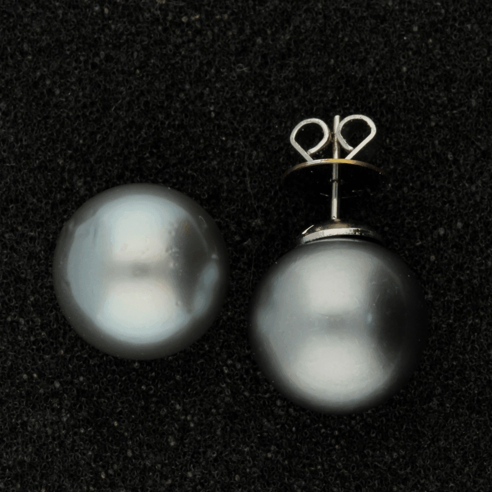 13mm Tahitian Pearl Pale Blue 14ct Stud Earrings