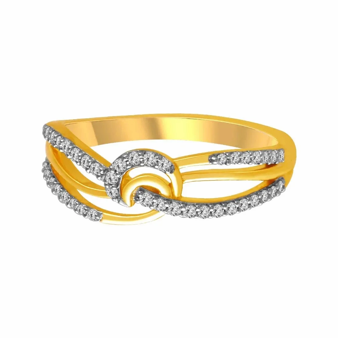14K Diamond Ring With Intertwined Bands