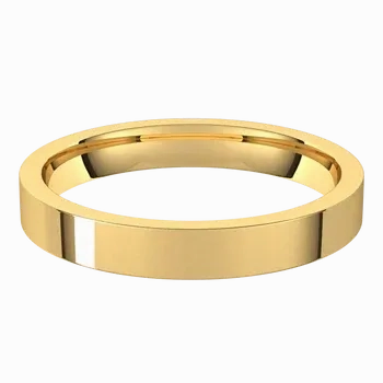 14K Gold 3 mm Flat Shape Light Comfort Fit Band