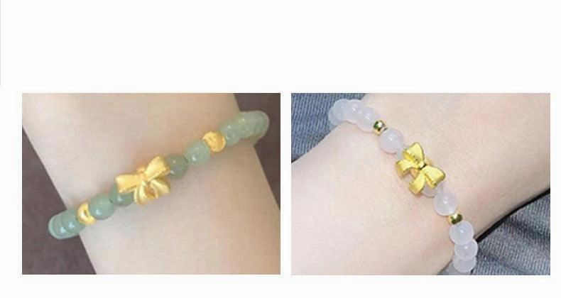 14k Gold Bow And Tian Qingyu Bracelet
