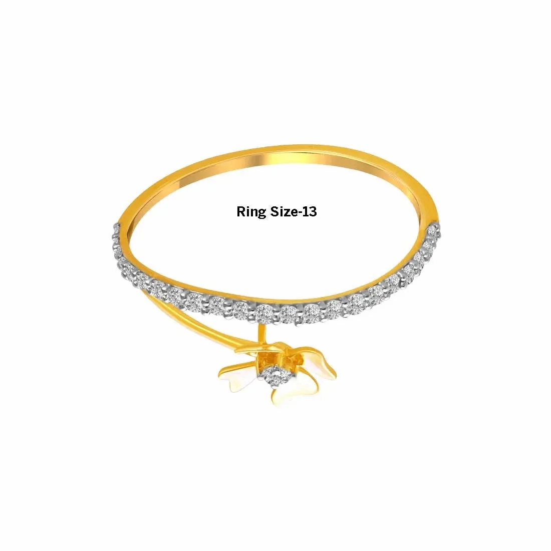 14K Gold Four-petal Diamond Floral Ring