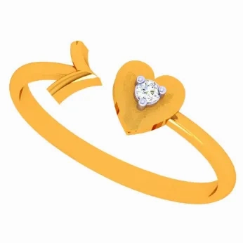 14k Gold Heart &amp; Arrow Open Ring For Women &amp; Girls