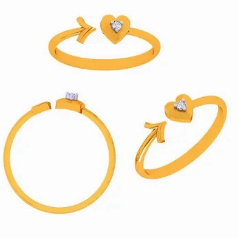 14k Gold Heart &amp; Arrow Open Ring For Women &amp; Girls