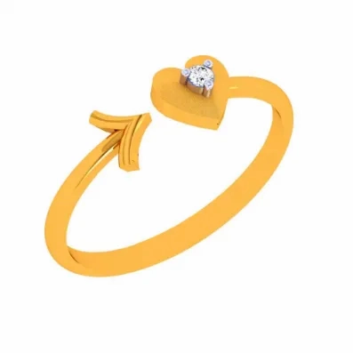 14k Gold Heart &amp; Arrow Open Ring For Women &amp; Girls