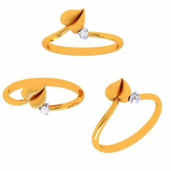 14k Leaf Motif Romance Gold Ring