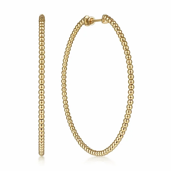 14K Yellow Gold Bujukan Classic Hoop Earrings in size 60mm