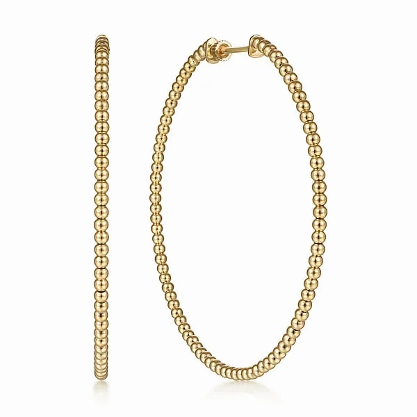 14K Yellow Gold Bujukan Classic Hoop Earrings in size 60mm