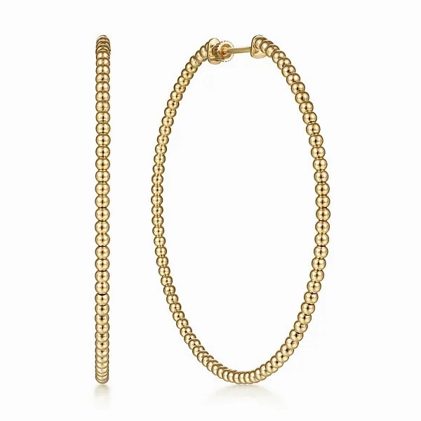 14K Yellow Gold Bujukan Classic Hoop Earrings in size 60mm