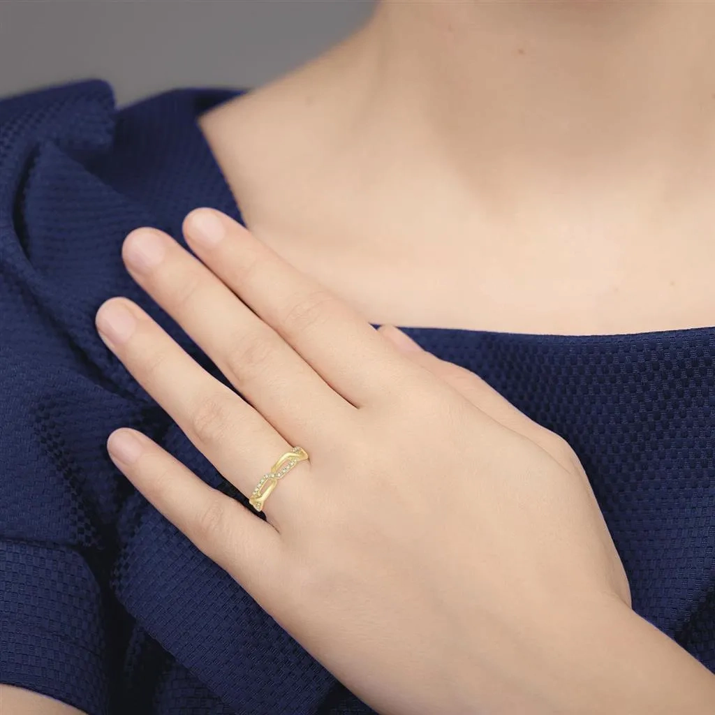 14K Yellow Gold Paperclip Stackable Diamond Ring
