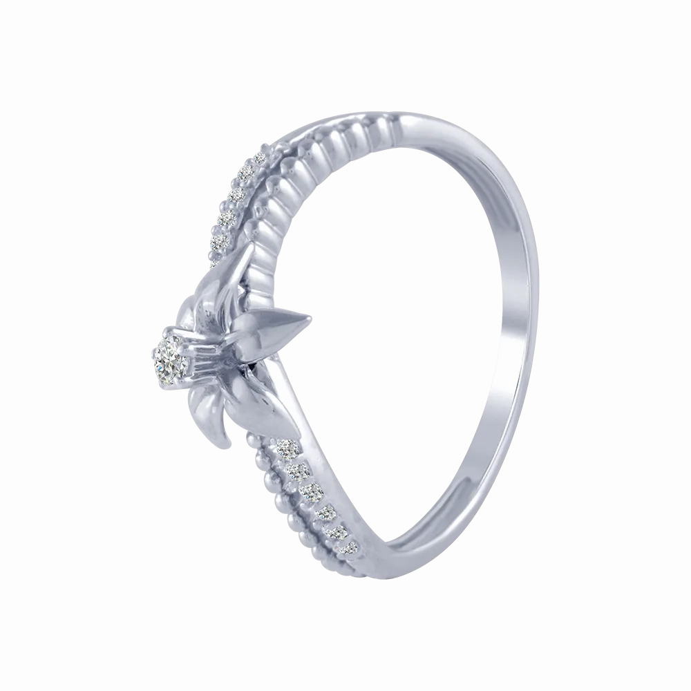 14KT (585) White Gold And Diamond Ring For Women