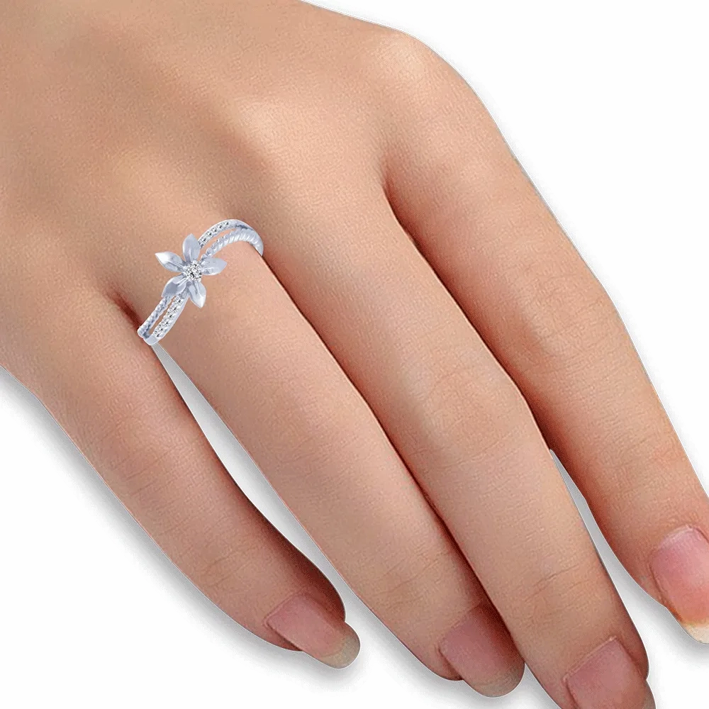 14KT (585) White Gold And Diamond Ring For Women