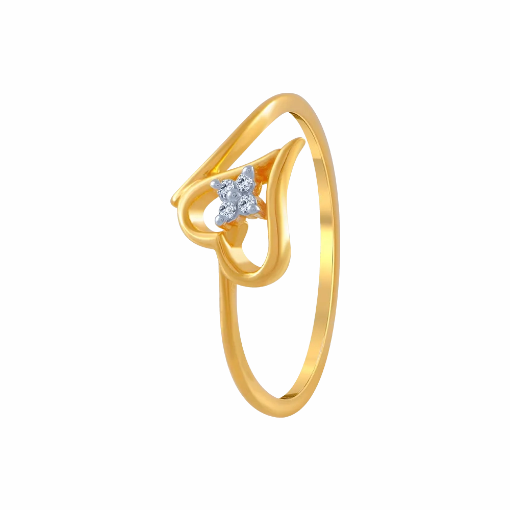 14KT (585) Yellow Gold And American Diamond Ring For Women