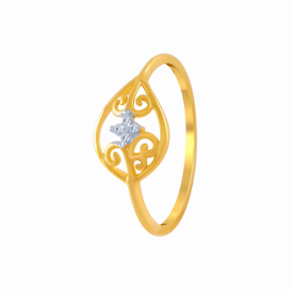 14KT (585) Yellow Gold And American Diamond Ring For Women
