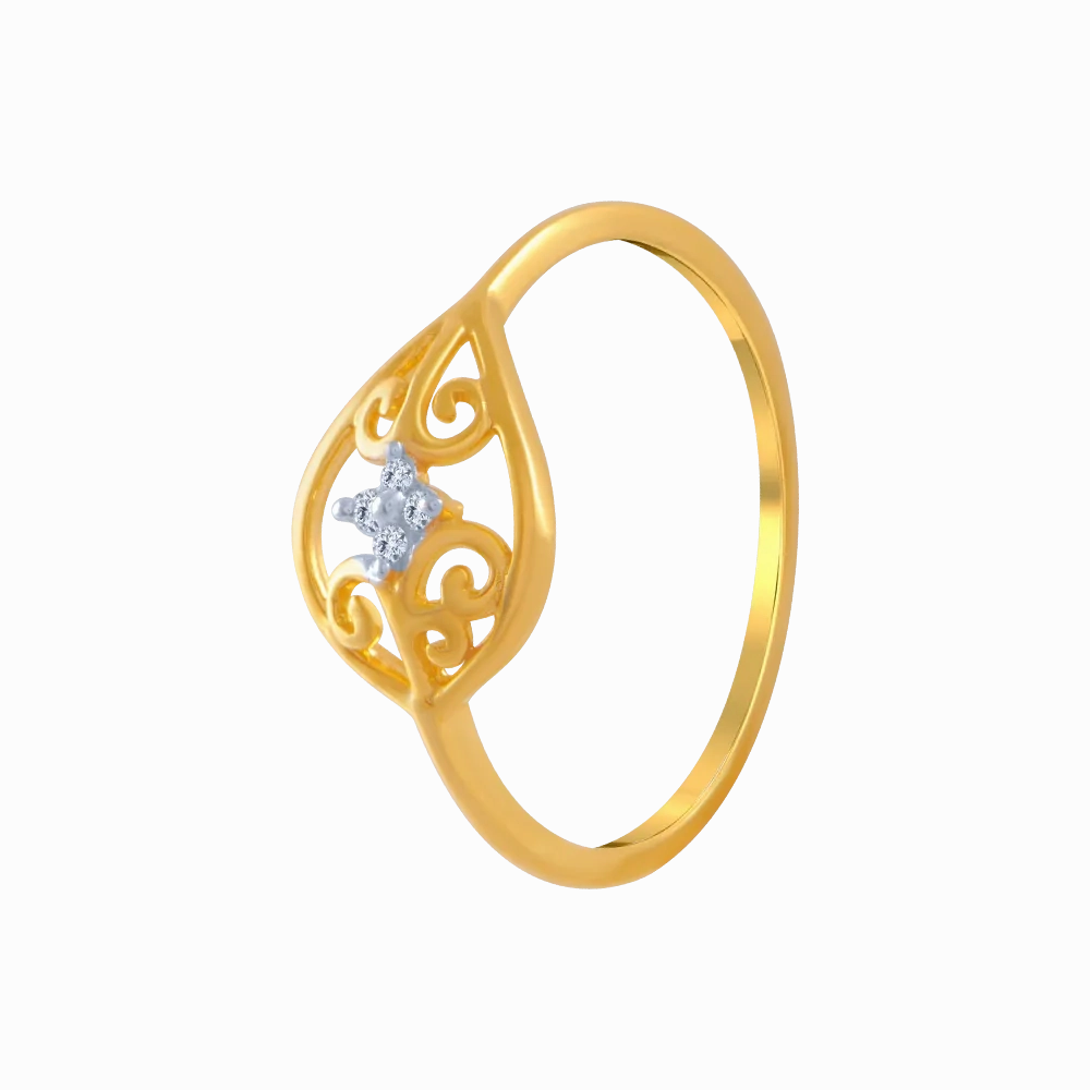 14KT (585) Yellow Gold And American Diamond Ring For Women