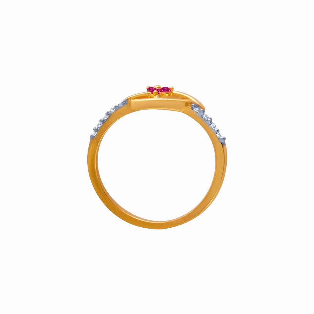 14KT (585) Yellow Gold And American Diamond Ring For Women