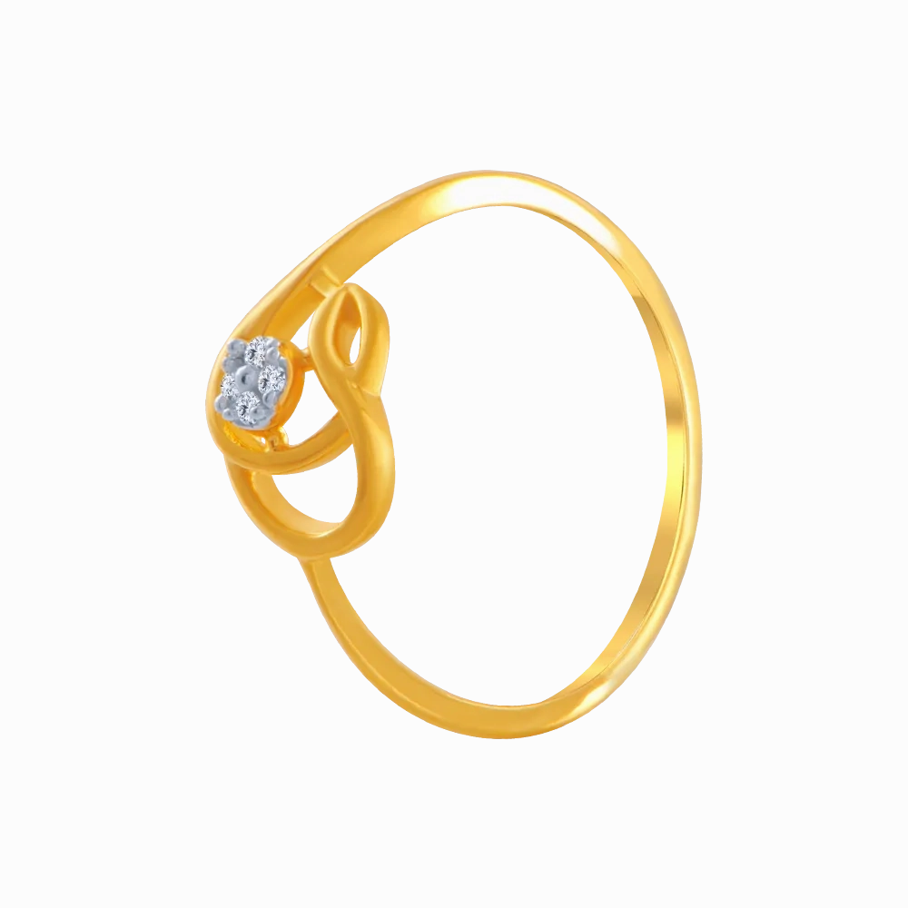 14KT (585) Yellow Gold And American Diamond Ring For Women