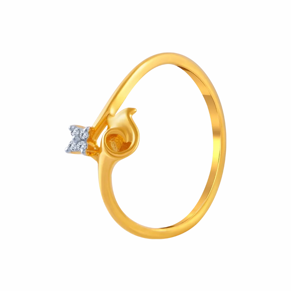 14KT (585) Yellow Gold And American Diamond Ring For Women