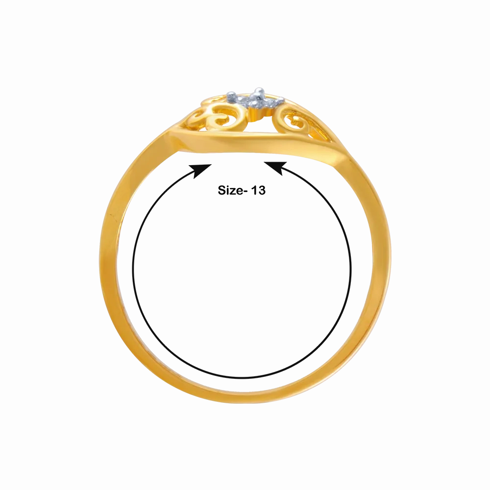 14KT (585) Yellow Gold And American Diamond Ring For Women