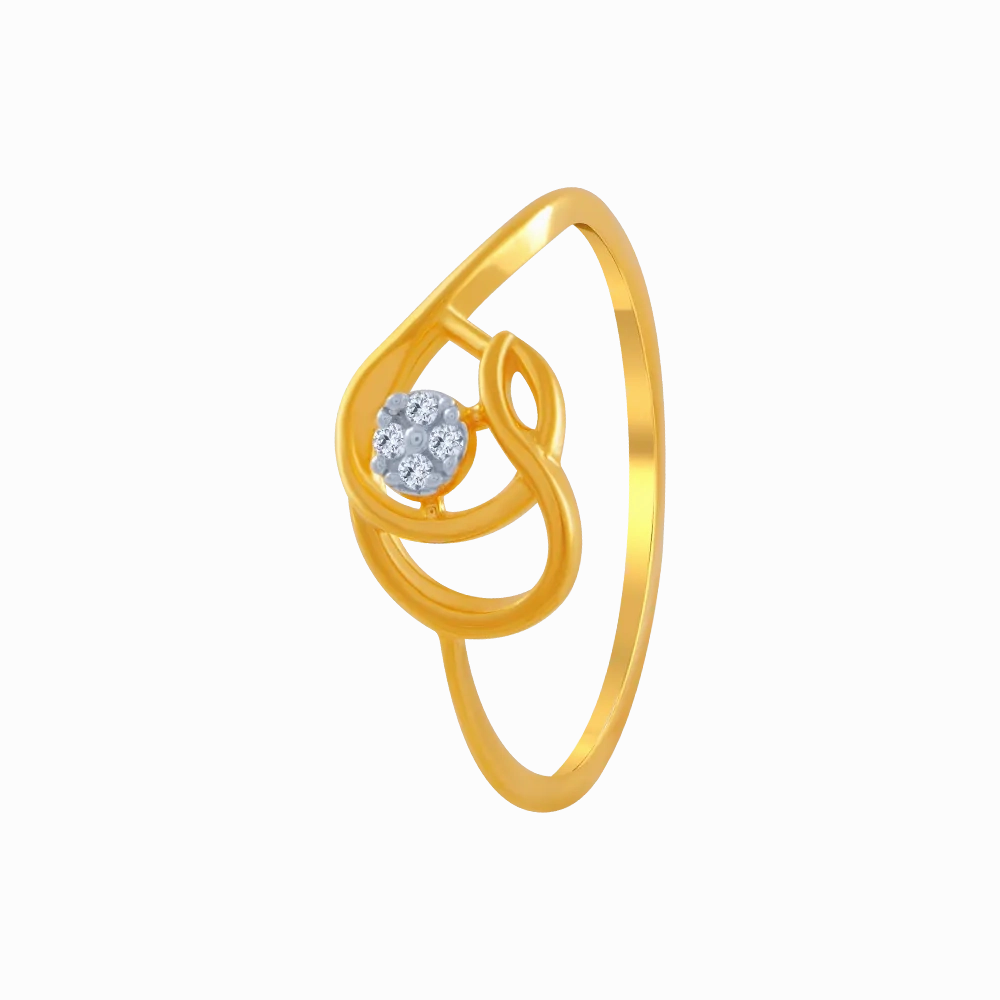 14KT (585) Yellow Gold And American Diamond Ring For Women