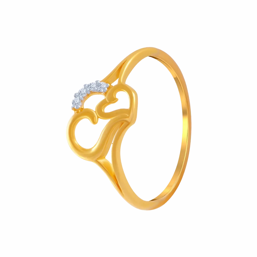 14KT (585) Yellow Gold And American Diamond Ring For Women