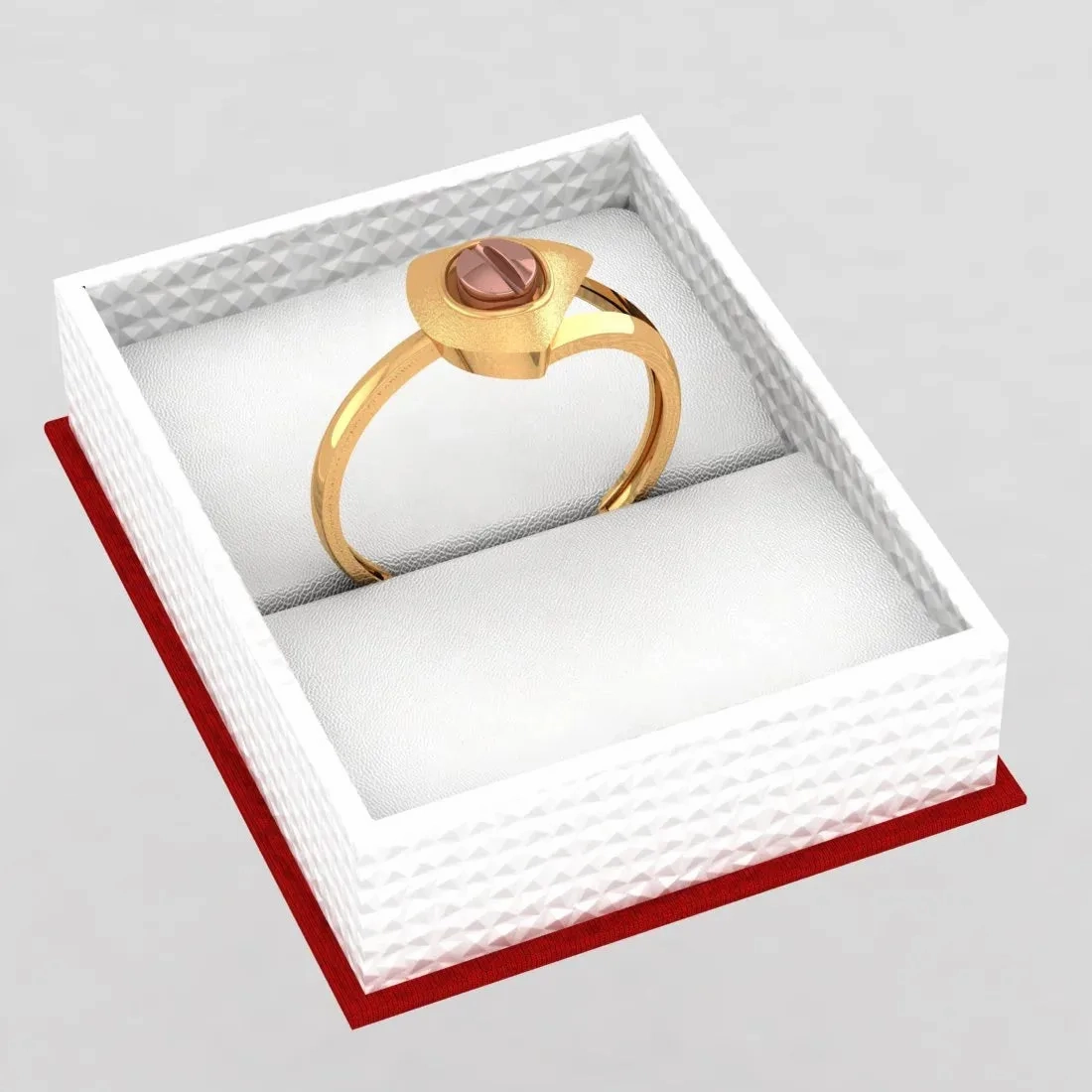 14KT (585) Yellow Gold Angular Frame Ring With Circular Element For Women &amp; Girls (Size 12)