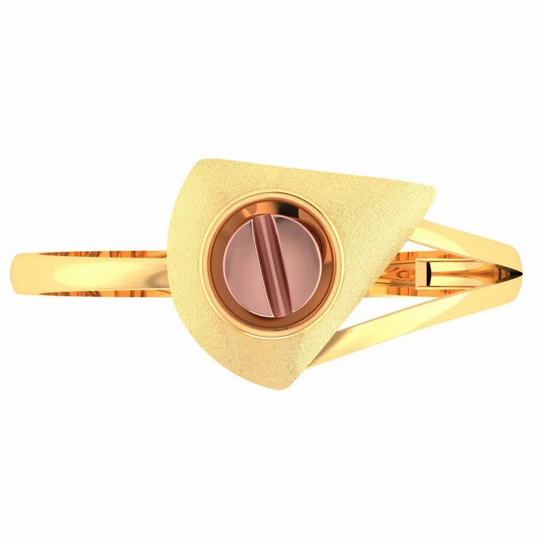 14KT (585) Yellow Gold Angular Frame Ring With Circular Element For Women &amp; Girls (Size 12)