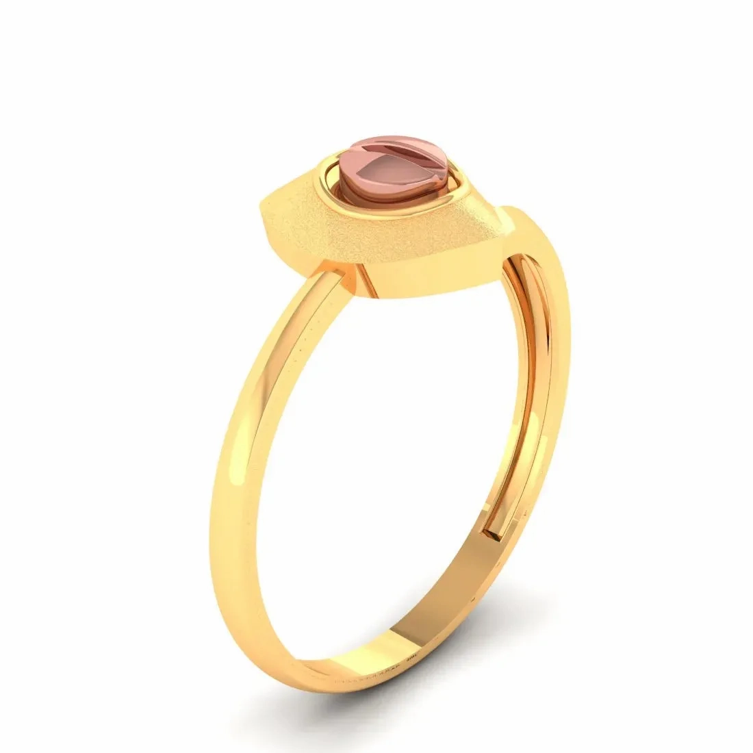 14KT (585) Yellow Gold Angular Frame Ring With Circular Element For Women &amp; Girls (Size 12)